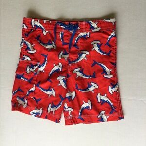 Hatley Boys Size 5 Red Shark Print Swim Board Shorts